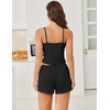 image:imageEkouaer Cami Pajama Sets Y2K 2 Piece Lace Crop Top and Shorts Sexy Pjs Summer Lingerie Sleepwear Nightwear for WomenBlack