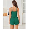 image:imageEkouaer Cami Pajama Sets Y2K 2 Piece Lace Crop Top and Shorts Sexy Pjs Summer Lingerie Sleepwear Nightwear for WomenDark Green