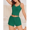 image:imageEkouaer Cami Pajama Sets Y2K 2 Piece Lace Crop Top and Shorts Sexy Pjs Summer Lingerie Sleepwear Nightwear for WomenDark Green