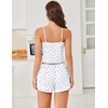 image:imageEkouaer Cami Pajama Sets Y2K 2 Piece Lace Crop Top and Shorts Sexy Pjs Summer Lingerie Sleepwear Nightwear for WomenFlowers White