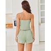 image:imageEkouaer Cami Pajama Sets Y2K 2 Piece Lace Crop Top and Shorts Sexy Pjs Summer Lingerie Sleepwear Nightwear for WomenGreen