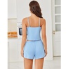 image:imageEkouaer Cami Pajama Sets Y2K 2 Piece Lace Crop Top and Shorts Sexy Pjs Summer Lingerie Sleepwear Nightwear for WomenLight Blue