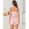 image:imageEkouaer Cami Pajama Sets Y2K 2 Piece Lace Crop Top and Shorts Sexy Pjs Summer Lingerie Sleepwear Nightwear for WomenLight Rose