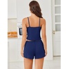 image:imageEkouaer Cami Pajama Sets Y2K 2 Piece Lace Crop Top and Shorts Sexy Pjs Summer Lingerie Sleepwear Nightwear for WomenNavy Blue