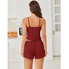 image:imageEkouaer Cami Pajama Sets Y2K 2 Piece Lace Crop Top and Shorts Sexy Pjs Summer Lingerie Sleepwear Nightwear for WomenRed