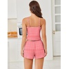 image:imageEkouaer Cami Pajama Sets Y2K 2 Piece Lace Crop Top and Shorts Sexy Pjs Summer Lingerie Sleepwear Nightwear for WomenRed White Plaid
