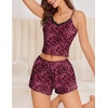 image:imageEkouaer Cami Pajama Sets Y2K 2 Piece Lace Crop Top and Shorts Sexy Pjs Summer Lingerie Sleepwear Nightwear for WomenRose Leopard