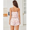 image:imageEkouaer Cami Pajama Sets Y2K 2 Piece Lace Crop Top and Shorts Sexy Pjs Summer Lingerie Sleepwear Nightwear for WomenStrawberry White