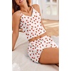 image:imageEkouaer Cami Pajama Sets Y2K 2 Piece Lace Crop Top and Shorts Sexy Pjs Summer Lingerie Sleepwear Nightwear for WomenStrawberry White