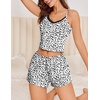 image:imageEkouaer Cami Pajama Sets Y2K 2 Piece Lace Crop Top and Shorts Sexy Pjs Summer Lingerie Sleepwear Nightwear for WomenWhite Leopard