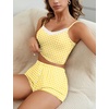 image:imageEkouaer Cami Pajama Sets Y2K 2 Piece Lace Crop Top and Shorts Sexy Pjs Summer Lingerie Sleepwear Nightwear for WomenYellow White Plaid