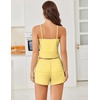 image:imageEkouaer Cami Pajama Sets Y2K 2 Piece Lace Crop Top and Shorts Sexy Pjs Summer Lingerie Sleepwear Nightwear for WomenYellow White Plaid