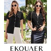 image:imageEkouaer Cotton Pajama Sets for Women Button Down Short Sleeve PJs Comfort Classic Sleep Set LoungewearBlack