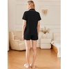 image:imageEkouaer Cotton Pajama Sets for Women Button Down Short Sleeve PJs Comfort Classic Sleep Set LoungewearBlack