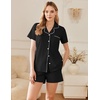image:imageEkouaer Cotton Pajama Sets for Women Button Down Short Sleeve PJs Comfort Classic Sleep Set LoungewearBlack