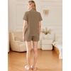 image:imageEkouaer Cotton Pajama Sets for Women Button Down Short Sleeve PJs Comfort Classic Sleep Set LoungewearBrown