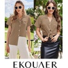 image:imageEkouaer Cotton Pajama Sets for Women Button Down Short Sleeve PJs Comfort Classic Sleep Set LoungewearBrown