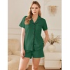 image:imageEkouaer Cotton Pajama Sets for Women Button Down Short Sleeve PJs Comfort Classic Sleep Set LoungewearGreen
