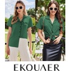image:imageEkouaer Cotton Pajama Sets for Women Button Down Short Sleeve PJs Comfort Classic Sleep Set LoungewearGreen