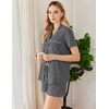 image:imageEkouaer Cotton Pajama Sets for Women Button Down Short Sleeve PJs Comfort Classic Sleep Set LoungewearGrey