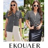 image:imageEkouaer Cotton Pajama Sets for Women Button Down Short Sleeve PJs Comfort Classic Sleep Set LoungewearGrey