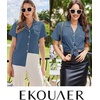 image:imageEkouaer Cotton Pajama Sets for Women Button Down Short Sleeve PJs Comfort Classic Sleep Set LoungewearNavy Blue