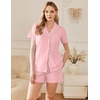 image:imageEkouaer Cotton Pajama Sets for Women Button Down Short Sleeve PJs Comfort Classic Sleep Set LoungewearPink