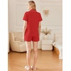 image:imageEkouaer Cotton Pajama Sets for Women Button Down Short Sleeve PJs Comfort Classic Sleep Set LoungewearRed