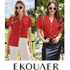 image:imageEkouaer Cotton Pajama Sets for Women Button Down Short Sleeve PJs Comfort Classic Sleep Set LoungewearRed