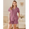 image:imageEkouaer Cotton Pajama Sets for Women Button Down Short Sleeve PJs Comfort Classic Sleep Set LoungewearViolet Red