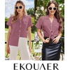 image:imageEkouaer Cotton Pajama Sets for Women Button Down Short Sleeve PJs Comfort Classic Sleep Set LoungewearViolet Red