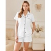 image:imageEkouaer Cotton Pajama Sets for Women Button Down Short Sleeve PJs Comfort Classic Sleep Set LoungewearWhite