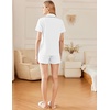 image:imageEkouaer Cotton Pajama Sets for Women Button Down Short Sleeve PJs Comfort Classic Sleep Set LoungewearWhite