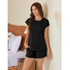 image:imageEkouaer Cotton Pajamas for Women Set 2 Piece Cap Sleeve Pjs Shorts Set Lounge Sets Sleepwear SXXLBlack