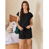 image:imageEkouaer Cotton Pajamas for Women Set 2 Piece Cap Sleeve Pjs Shorts Set Lounge Sets Sleepwear SXXLBlack