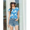 image:imageEkouaer Cotton Pajamas for Women Set 2 Piece Cap Sleeve Pjs Shorts Set Lounge Sets Sleepwear SXXLBlue Flower