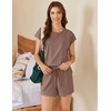 image:imageEkouaer Cotton Pajamas for Women Set 2 Piece Cap Sleeve Pjs Shorts Set Lounge Sets Sleepwear SXXLBrown