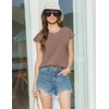 image:imageEkouaer Cotton Pajamas for Women Set 2 Piece Cap Sleeve Pjs Shorts Set Lounge Sets Sleepwear SXXLBrown