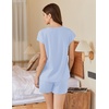 image:imageEkouaer Cotton Pajamas for Women Set 2 Piece Cap Sleeve Pjs Shorts Set Lounge Sets Sleepwear SXXLClear Blue