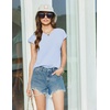 image:imageEkouaer Cotton Pajamas for Women Set 2 Piece Cap Sleeve Pjs Shorts Set Lounge Sets Sleepwear SXXLClear Blue