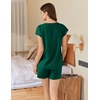 image:imageEkouaer Cotton Pajamas for Women Set 2 Piece Cap Sleeve Pjs Shorts Set Lounge Sets Sleepwear SXXLDeep Green