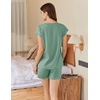 image:imageEkouaer Cotton Pajamas for Women Set 2 Piece Cap Sleeve Pjs Shorts Set Lounge Sets Sleepwear SXXLGreen2