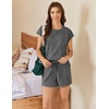 image:imageEkouaer Cotton Pajamas for Women Set 2 Piece Cap Sleeve Pjs Shorts Set Lounge Sets Sleepwear SXXLGrey