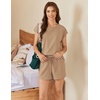 image:imageEkouaer Cotton Pajamas for Women Set 2 Piece Cap Sleeve Pjs Shorts Set Lounge Sets Sleepwear SXXLKhaki