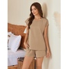 image:imageEkouaer Cotton Pajamas for Women Set 2 Piece Cap Sleeve Pjs Shorts Set Lounge Sets Sleepwear SXXLKhaki