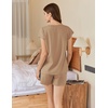 image:imageEkouaer Cotton Pajamas for Women Set 2 Piece Cap Sleeve Pjs Shorts Set Lounge Sets Sleepwear SXXLKhaki