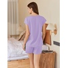 image:imageEkouaer Cotton Pajamas for Women Set 2 Piece Cap Sleeve Pjs Shorts Set Lounge Sets Sleepwear SXXLLight Purple