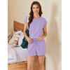 image:imageEkouaer Cotton Pajamas for Women Set 2 Piece Cap Sleeve Pjs Shorts Set Lounge Sets Sleepwear SXXLLight Purple