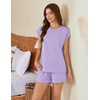 image:imageEkouaer Cotton Pajamas for Women Set 2 Piece Cap Sleeve Pjs Shorts Set Lounge Sets Sleepwear SXXLLight Purple