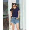 image:imageEkouaer Cotton Pajamas for Women Set 2 Piece Cap Sleeve Pjs Shorts Set Lounge Sets Sleepwear SXXLNavy Blue2